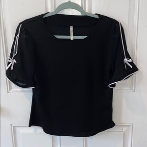 Black blouse with short sleeves